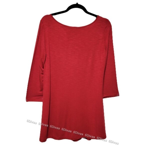 RED three quarter sleeve light top size L -New - Picture 4 of 6